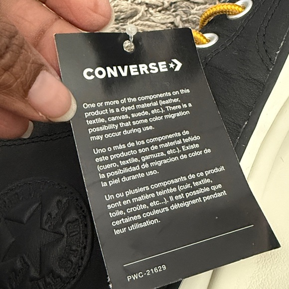 Nwob Converse Black and White High-Tops with Yellow Laces Sz M5 L7 - Picture 9 of 12